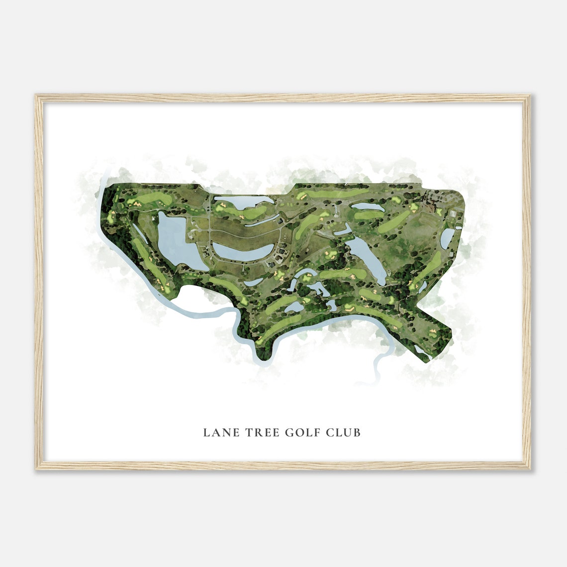Lane Tree Golf Club North Carolina Classic Watercolor Map Poster - Image 2