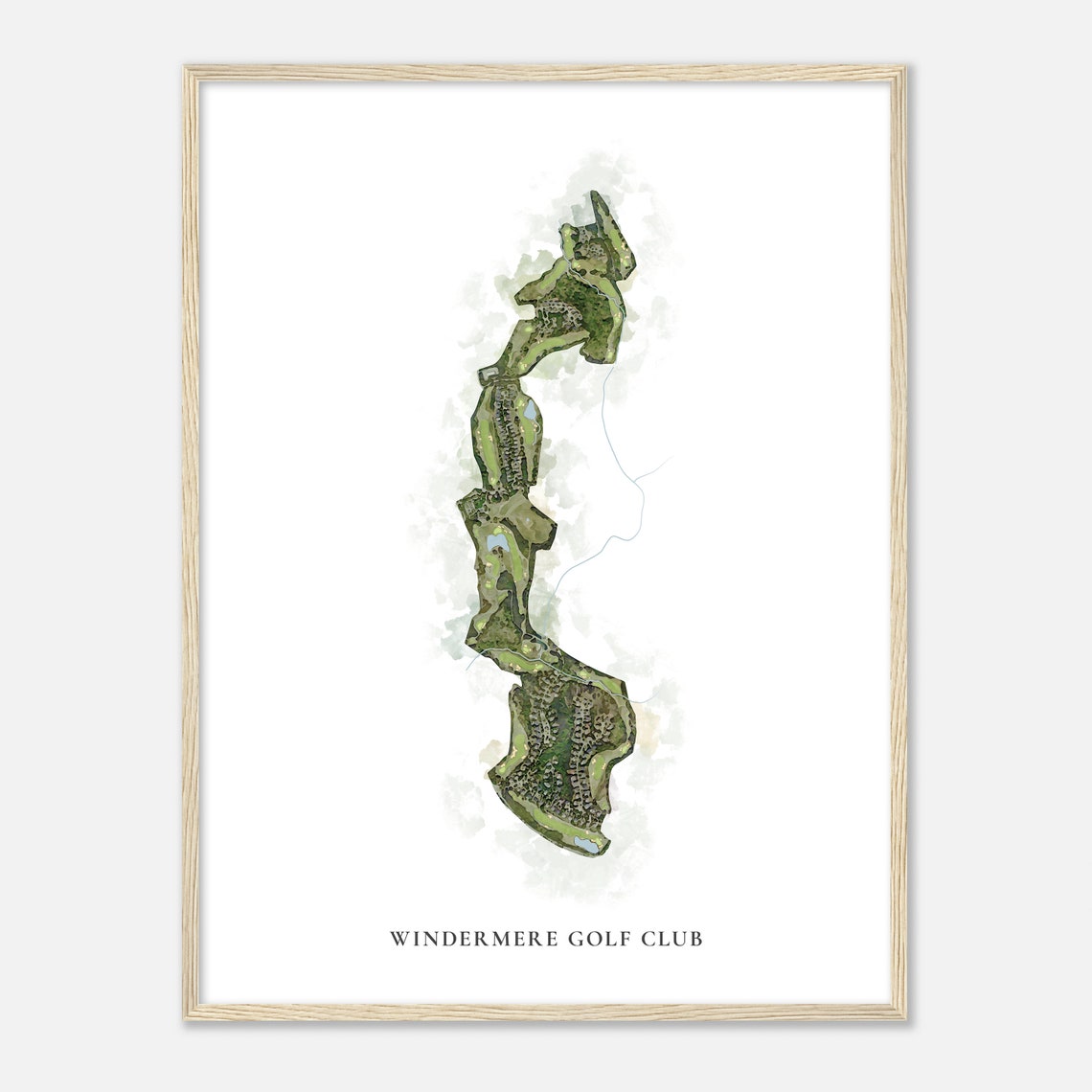 Windermere Golf Club Golf Course Aerial Watercolor Map Poster - Image 2