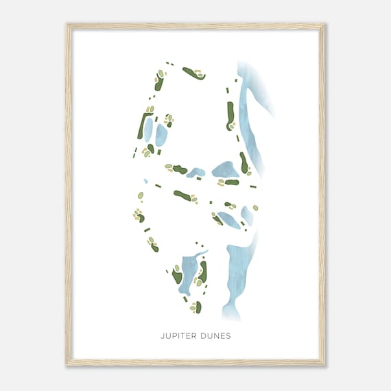 Jupiter Dunes Florida Modern Watercolor Golf Course Map Poster