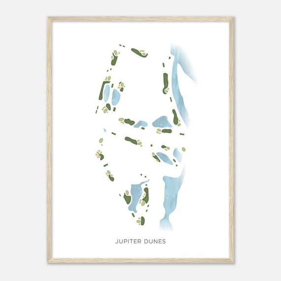 Jupiter Dunes Florida Modern Watercolor Map Golfer Gift Golf Wall Art Golf Poster Print Course Layout