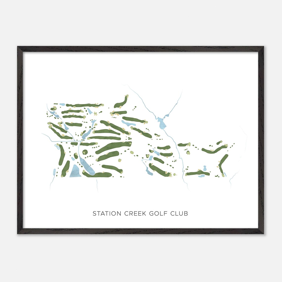 Station Creek Golf Club Modern Minimalist Watercolor Map Poster - Image 4