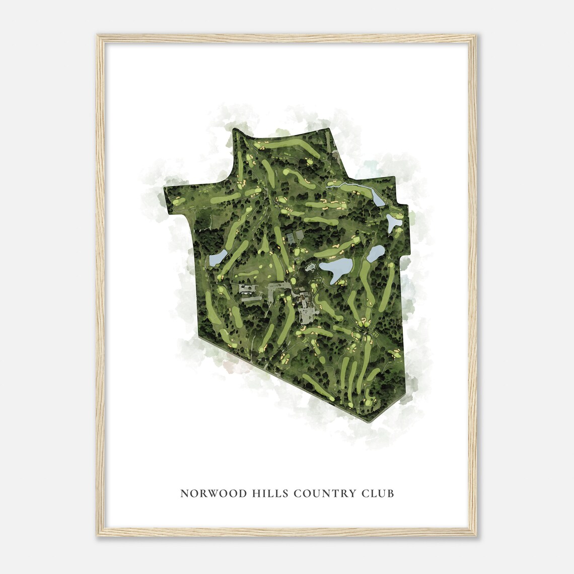 Norwood Hills Country Club Poster Watercolor Aerial Map Golf Gift - Image 2