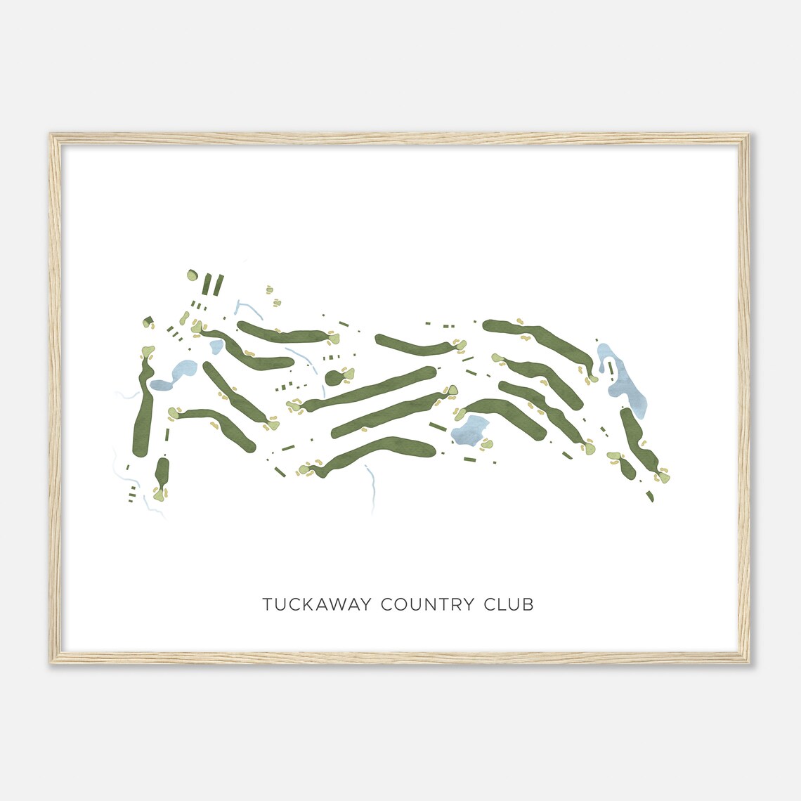 Tuckaway Country Club Modern Minimalist Watercolor Map Poster