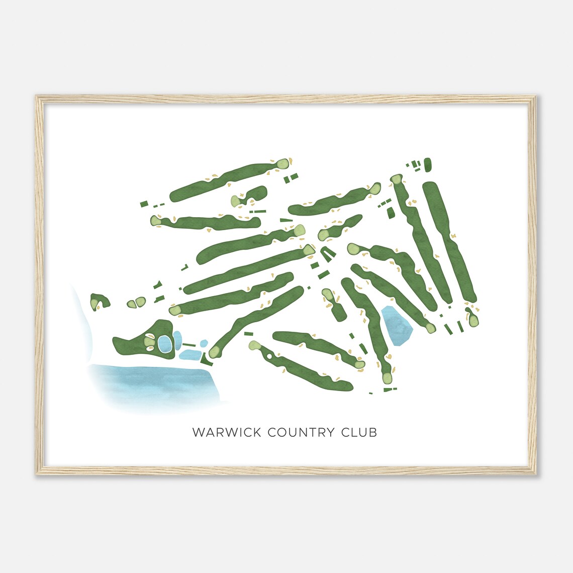 Warwick Country Club Modern Minimalist Watercolor Course Map Poster