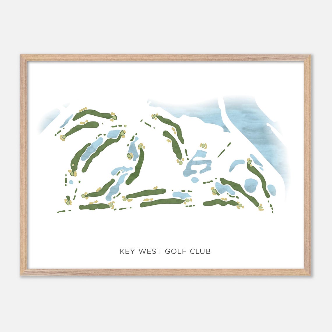 Key West Golf Club Florida Minimalist Golf Course Map Wall Art