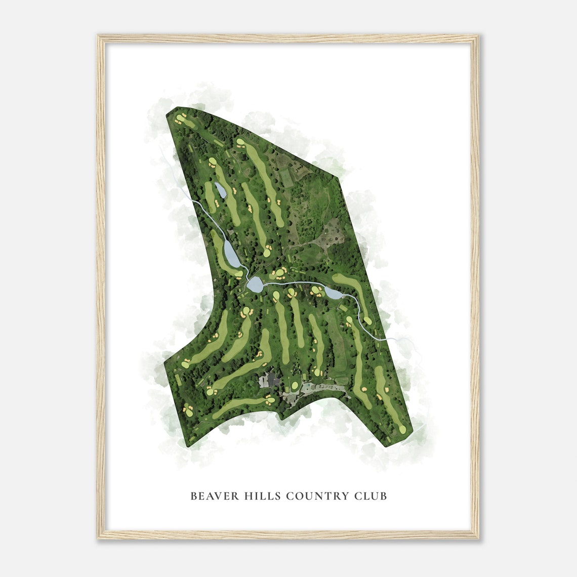 Beaver Hills Country Club Watercolor Aerial Map Golfer Gift Poster - Image 2