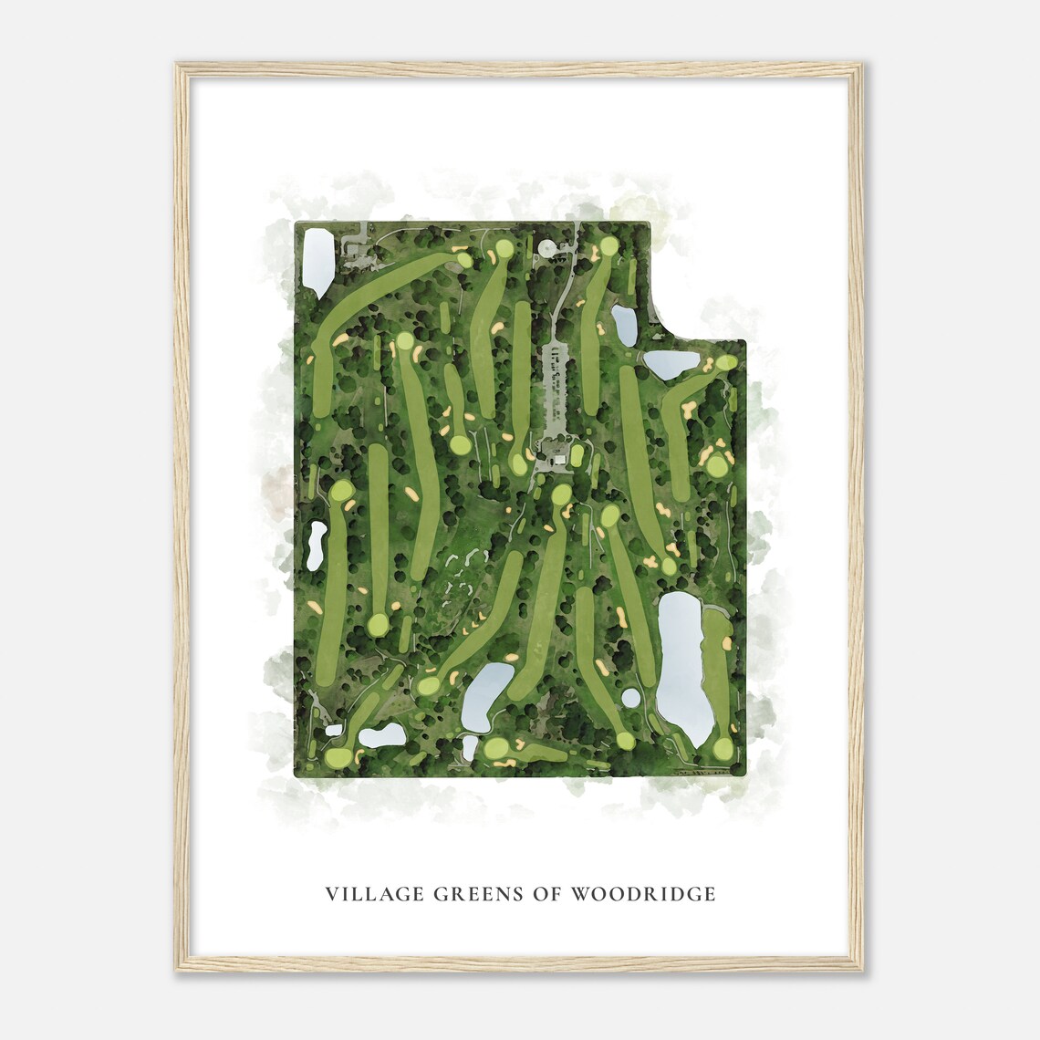 Village Greens Of Woodridge Classic Aerial Watercolor Map Poster