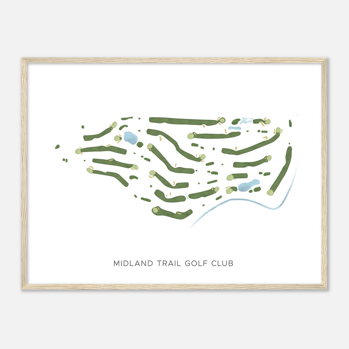 Midland Trail Golf Club Modern Watercolor Golf Course Map Poster - Image 2