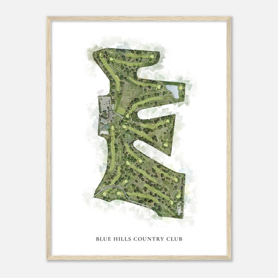 Blue Hills Country Club Missouri Classic Watercolor Map Golfer Gift Golf Wall Art Golf Poster Print Course Layout