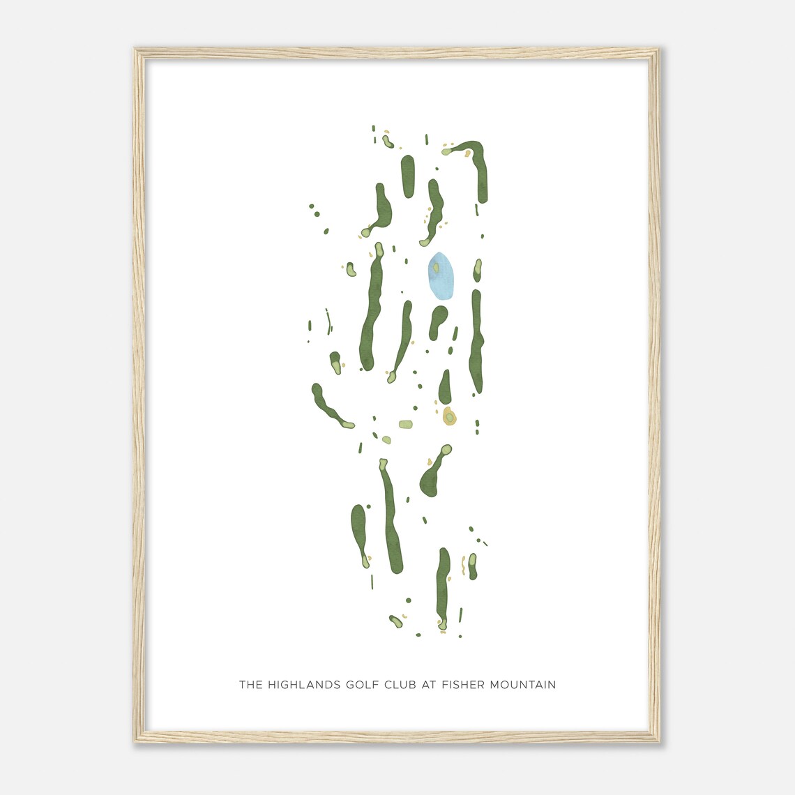 The Highlands Golf Club at Fisher Mountain Modern Watercolor Golf Course Map Poster - Image 2