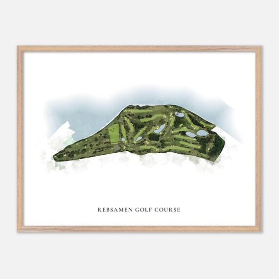 Rebsamen Golf Course Classic Watercolor Fairway Layout Poster