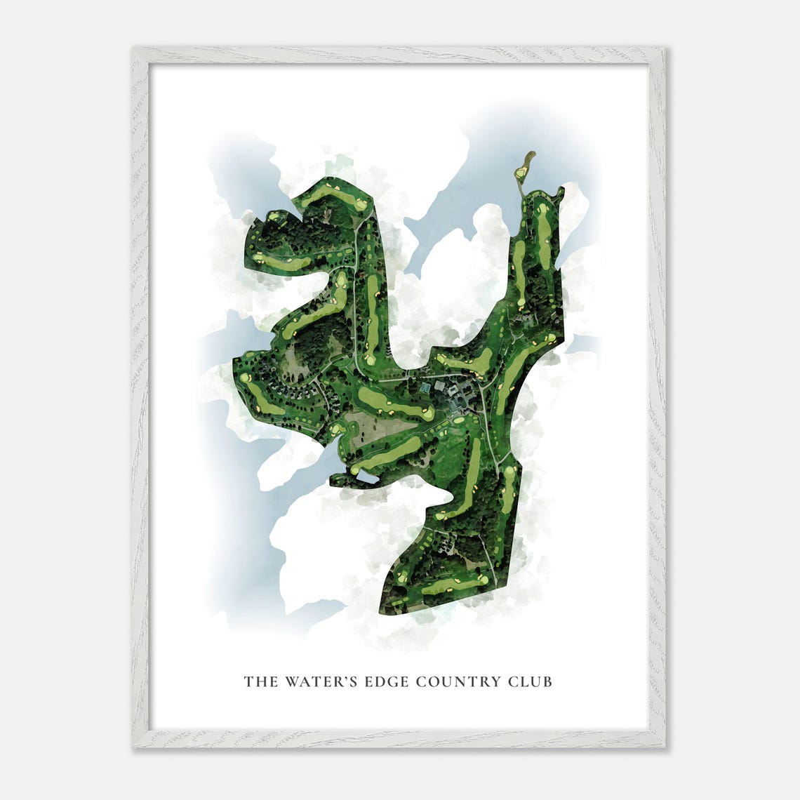 The Waters Edge Country Club Classic Watercolor Aerial Golf Poster - Image 2