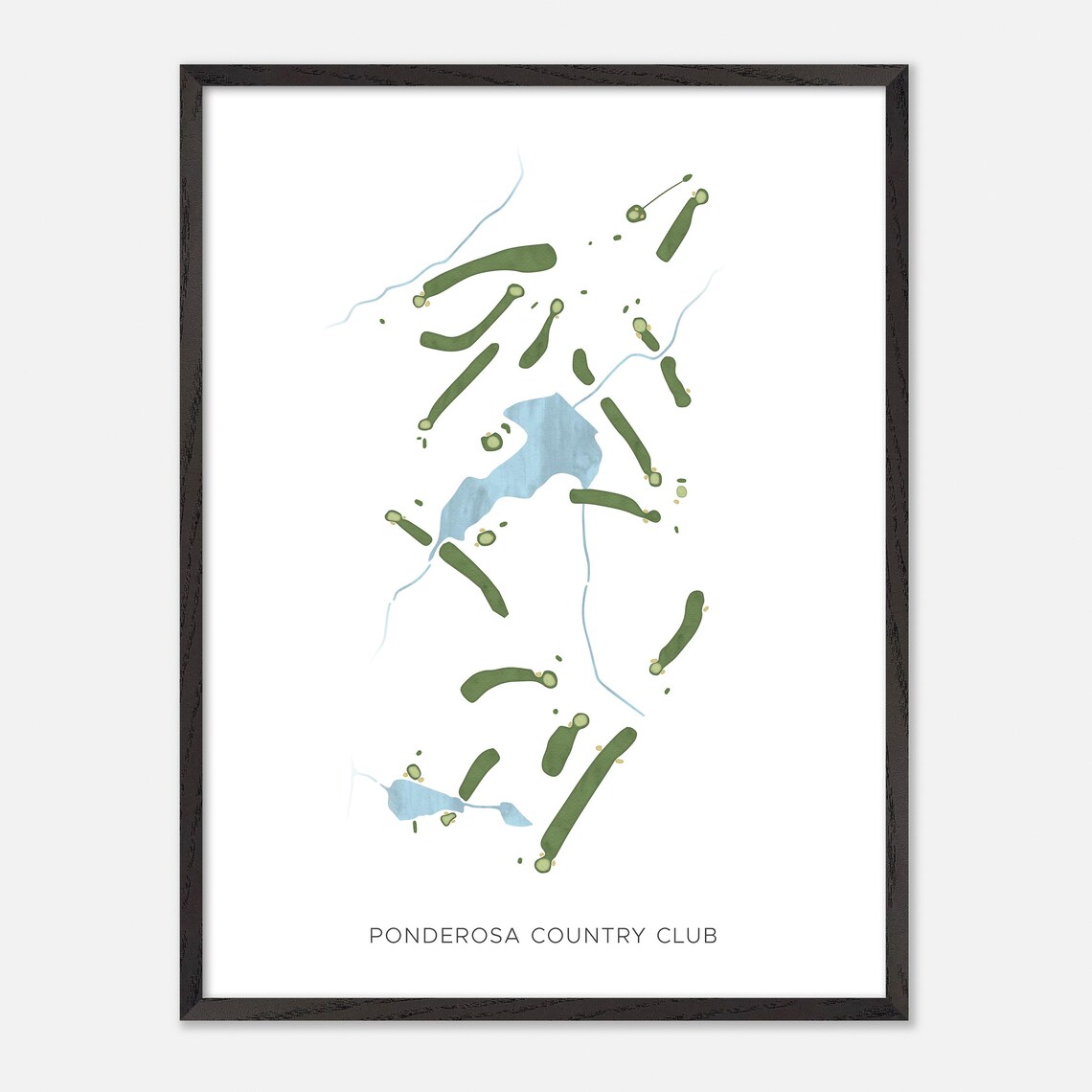 Ponderosa Country Club Watercolor Fairway Map Lakeside Layout Poster - Image 3