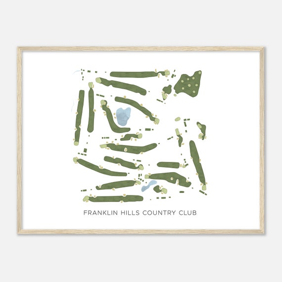 Franklin Hills Country Club Michigan Modern Watercolor Map Golfer Gift Golf Wall Art Golf Poster Print Course Layout