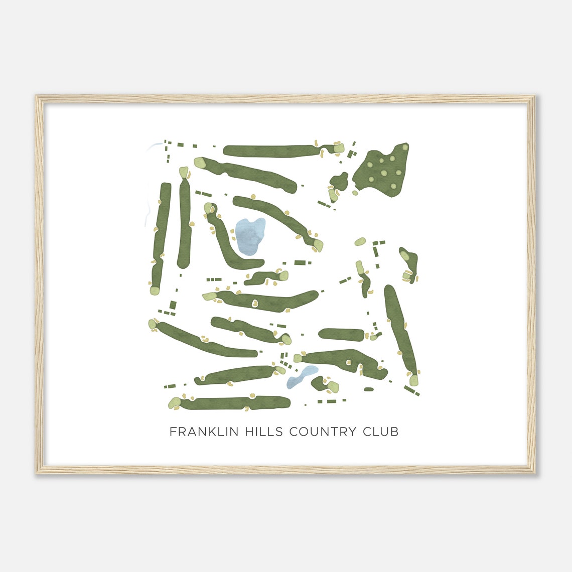 Franklin Hills Country Club Modern Watercolor Map Golf Poster