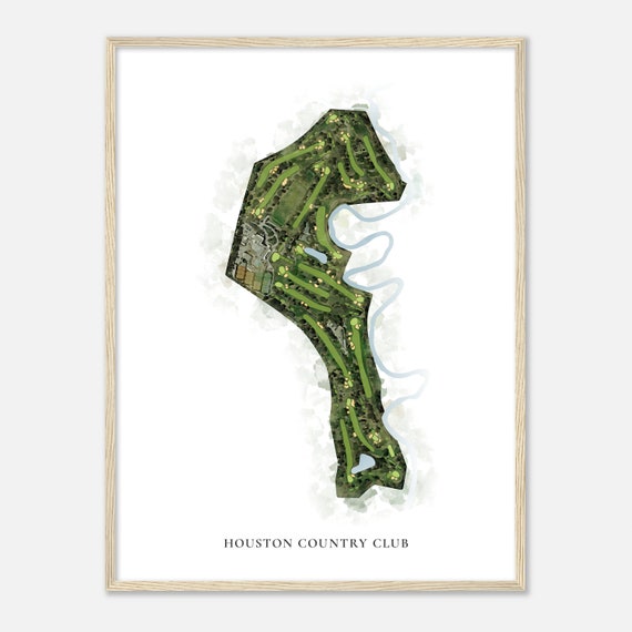 Houston Country Club Texas Classic Watercolor Map Golfer Gift Golf Wall Art Golf Poster Print Course Layout
