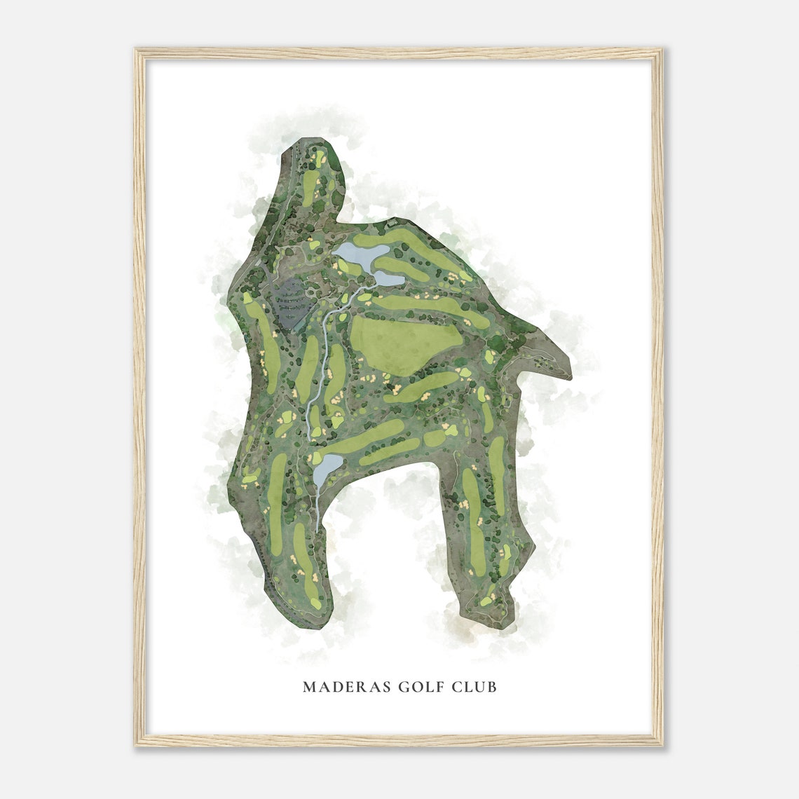 Maderas Golf Club Classic Watercolor Golf Course Map Art Poster