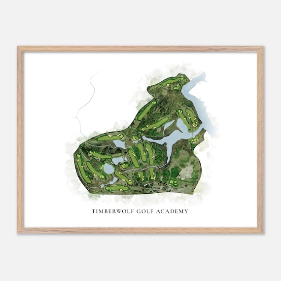 Timberwolf Golf Academy Classic Watercolor Course Layout Map Poster