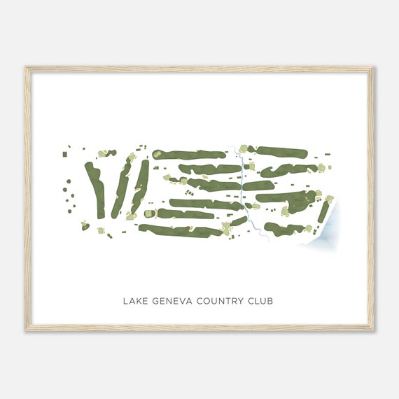 Lake Geneva Country Club Wisconsin Modern Watercolor Map Golfer Gift Golf Wall Art Golf Poster Print Course Layout