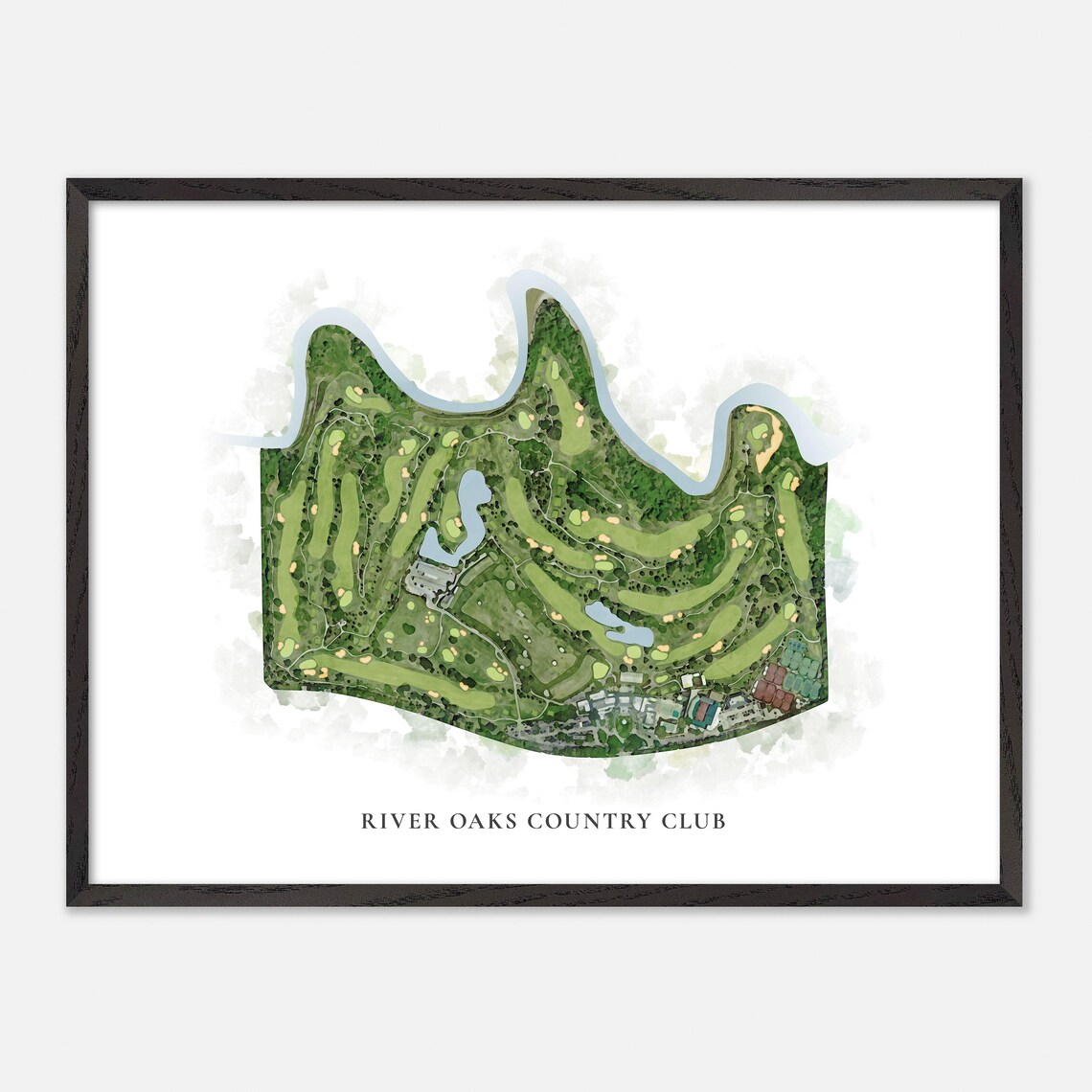 River Oaks Country Club Houston Texas Classic Watercolor Map Poster - Image 5