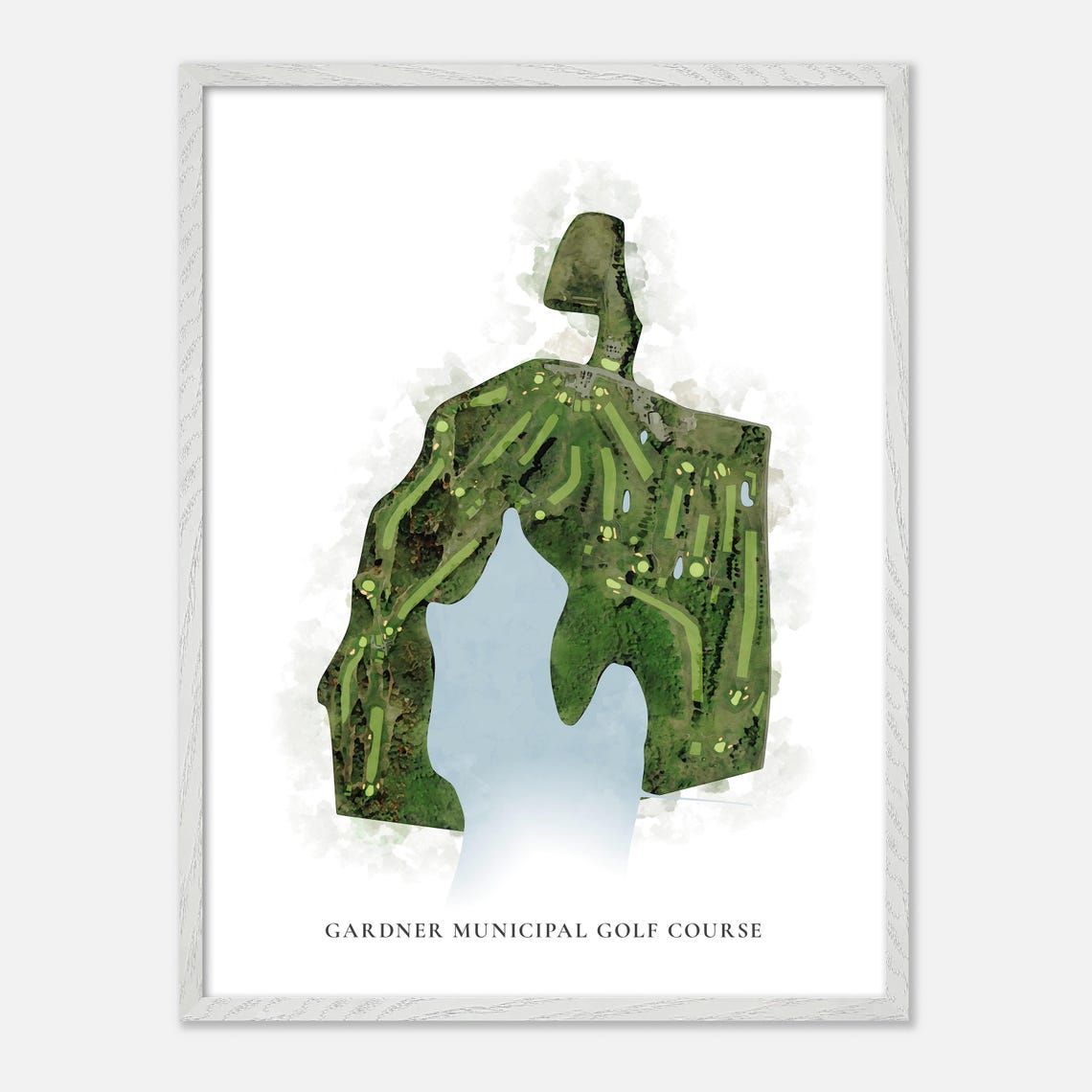 Gardner Municipal Golf Course Classic Watercolor Map Art Poster - Image 2