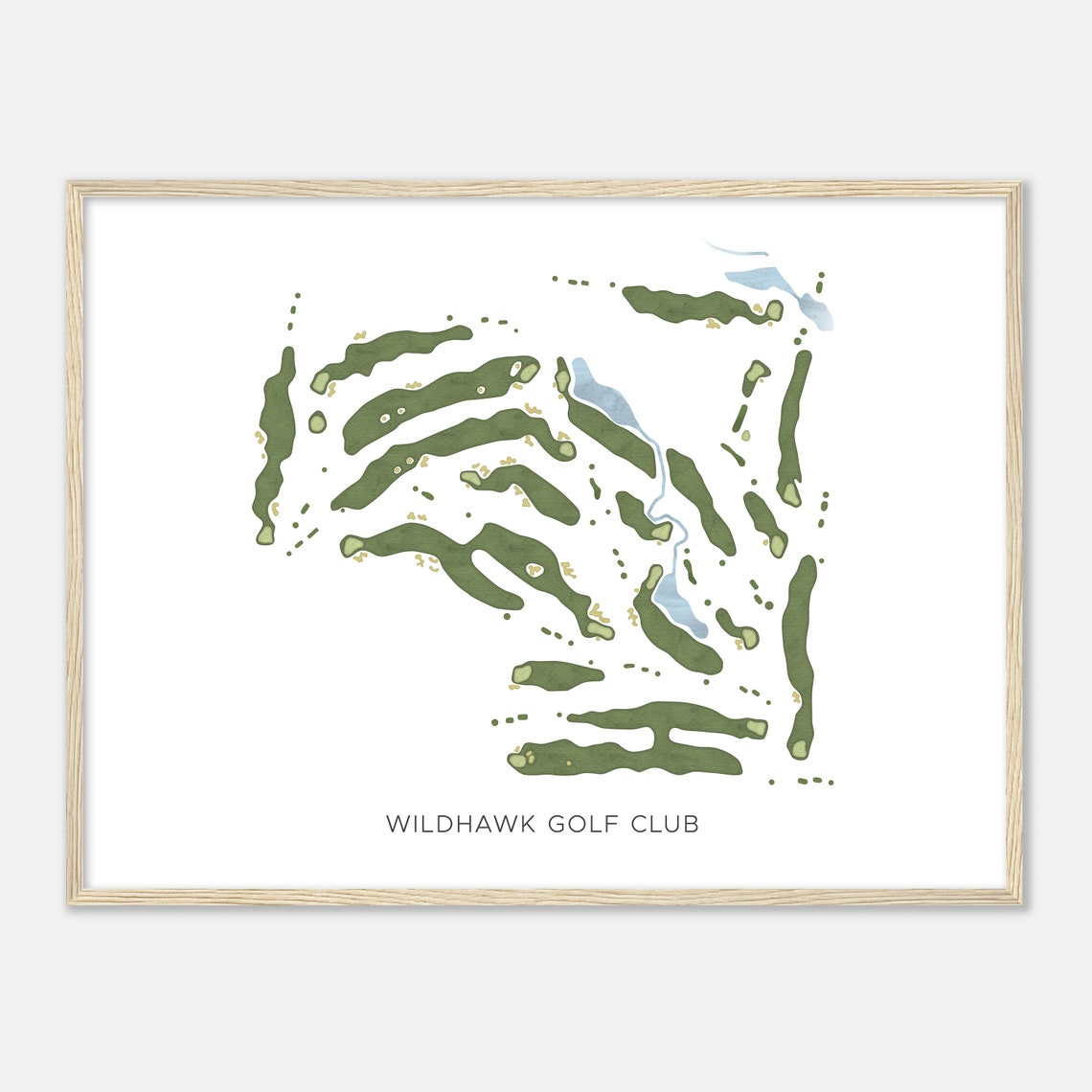 Wildhawk Golf Club Watercolor Course Fairway Hole Map Art Poster
