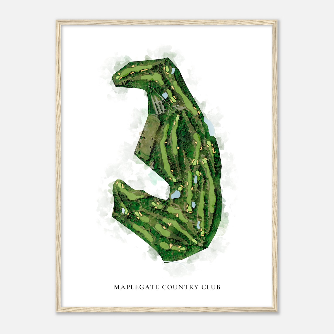 Maplegate Country Club Massachusetts Classic Watercolor Map Golfer Gift Golf Wall Art Golf Poster Print Course Layout - Image 2