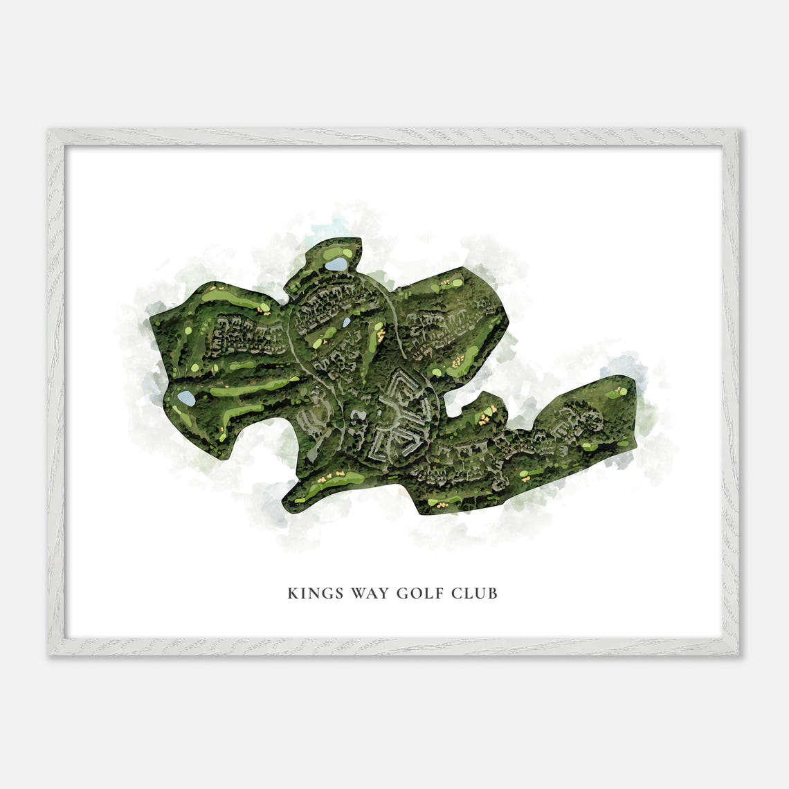 Kings Way Golf Club Massachusetts Classic Watercolor Map Poster - Image 4