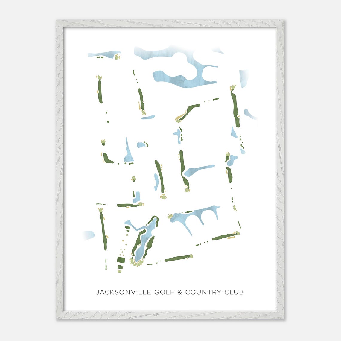 Jacksonville Golf Country Club Modern Watercolor Course Map Poster - Image 2