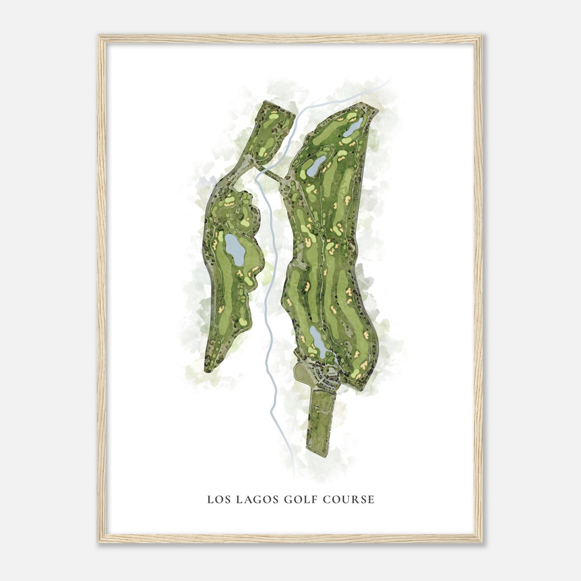 Los Lagos Golf Course Classic Watercolor Golf Course Map Poster - Image 2