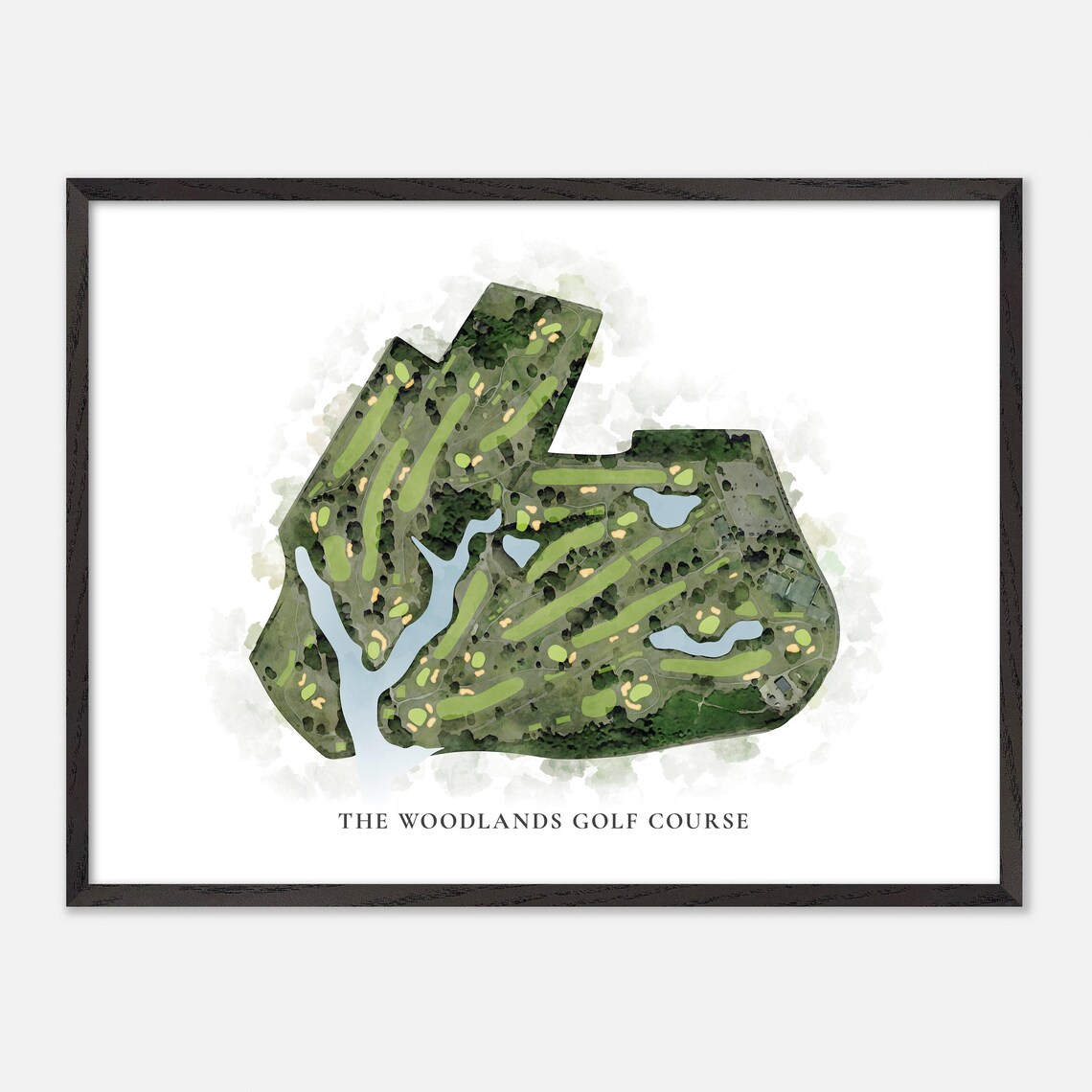 The Woodlands Golf Course Hampton Virginia Classic Watercolor Map Poster - Image 5