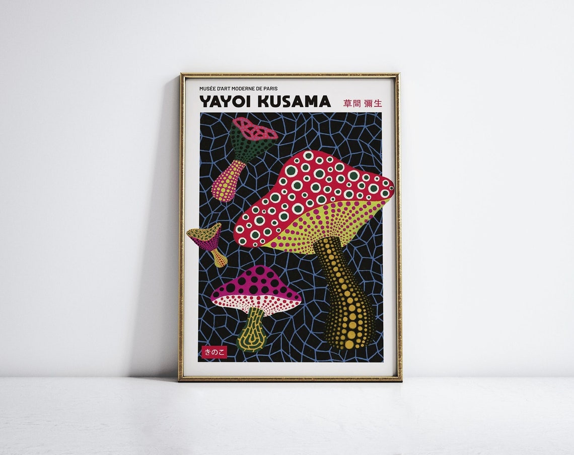 Yayoi Kusama Infinity Dotted Mushrooms Exhibition Poster Art