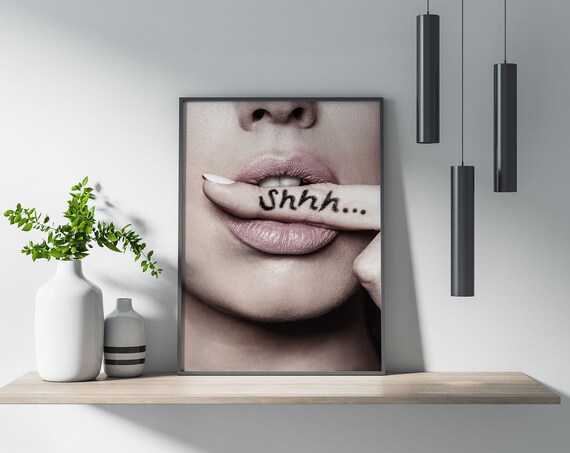 Shhh Quiet Lips with Finger Bold Beauty Photography Art Poster