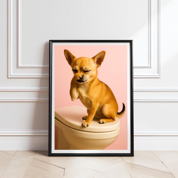 Funny Chihuahua Bathroom Print What Is That Smell Quirky Dog Lover Art