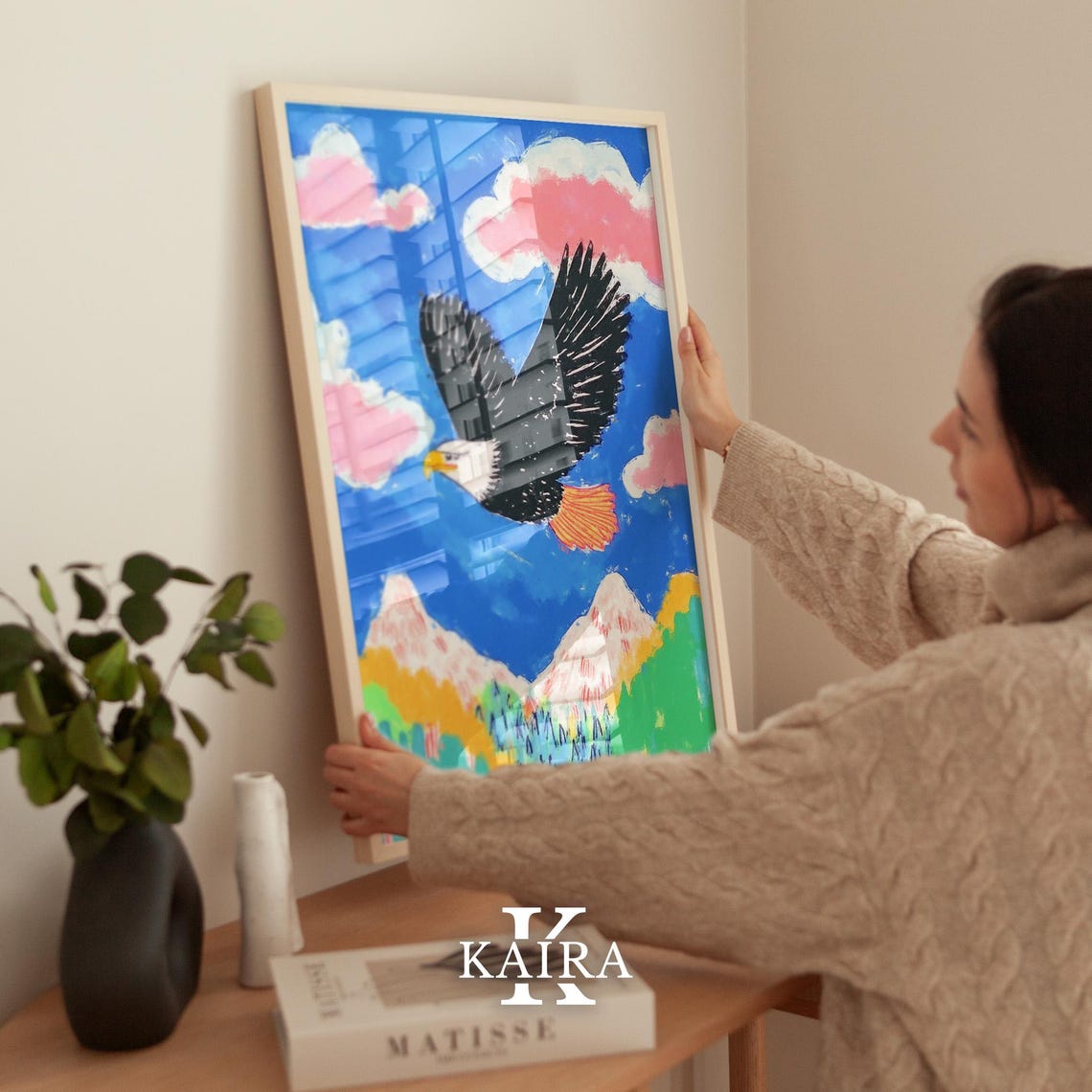 A Grand Bald Eagle Soaring Over Colorful Mountain Peaks Poster - Image 2