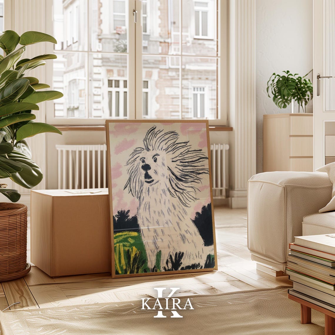 Fluffy White Dog With Wild Windswept Fur in the Breeze Poster - Image 3