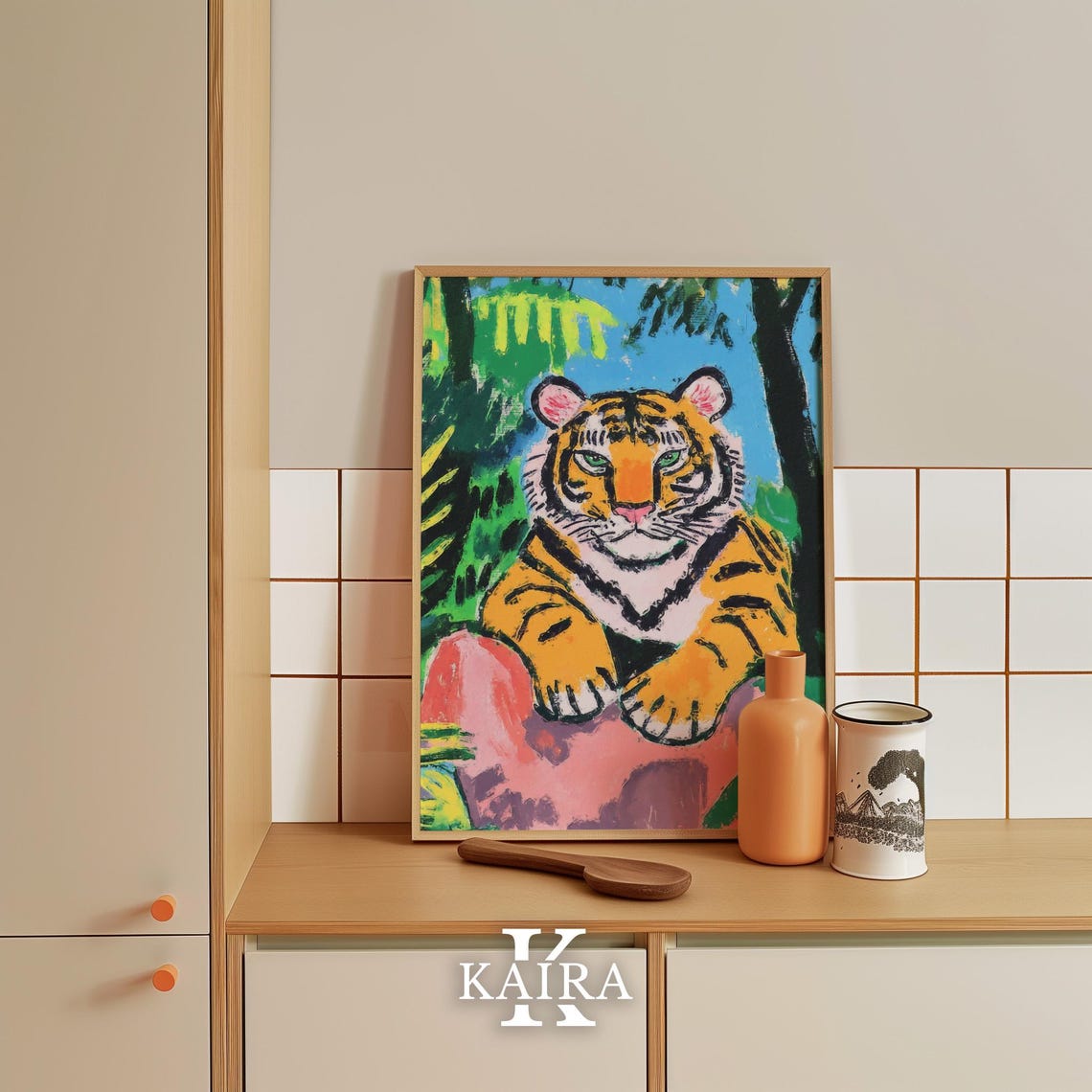 Tiger Cub Portrait Prowling Among Green Jungle Leaves Poster - Image 5