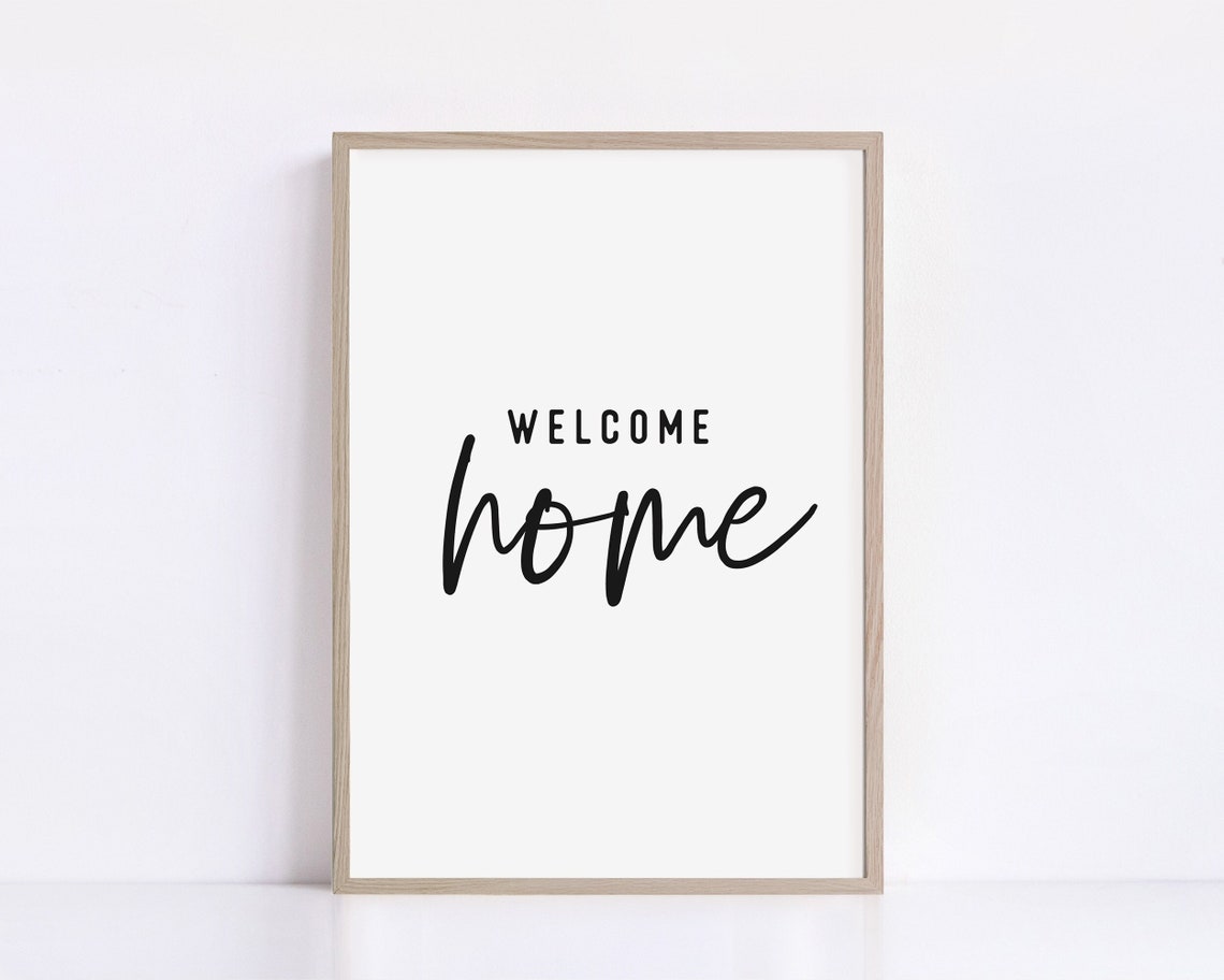 Welcome Home Script Entryway Sign Warm Greeting Hallway Decor Poster
