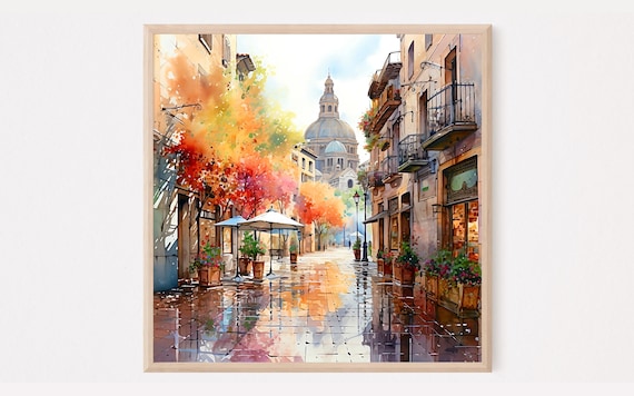 Madrid Watercolor Print Spain Cityscape Art