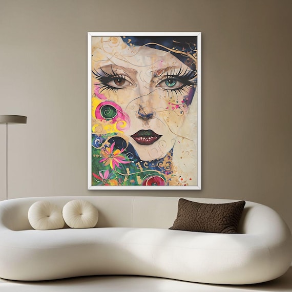 Colorful Cubist Female Portrait Abstract Modern Face Art Poster