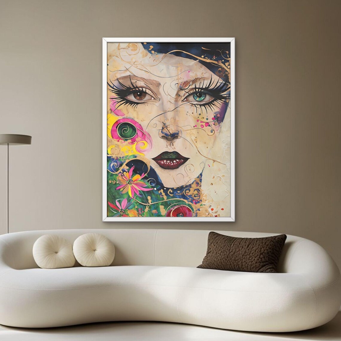 Colorful Abstract Face Art Print Set Cubist Modern Wall Vibrant Female Portraits For Home Dcor