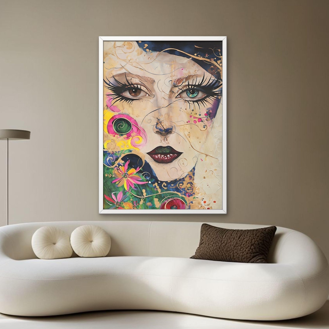 Colorful Cubist Female Portrait Abstract Modern Face Art Poster