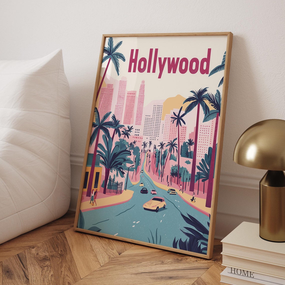 Hollywood Sign Art Print Los Angeles Cityscape Travel Poster
