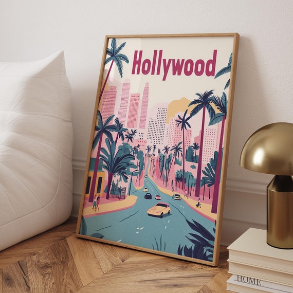 Hollywood Sign Art Print Los Angeles Cityscape Travel Poster