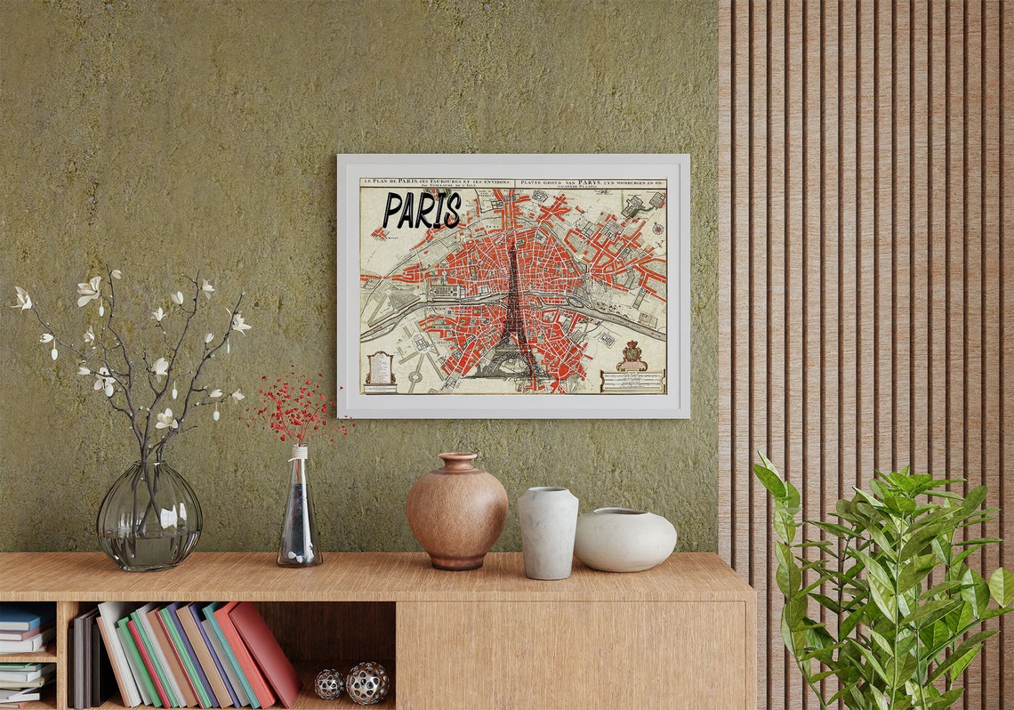 Paris Vintage City Map Eiffel Tower Antique Cartography Poster - Image 2