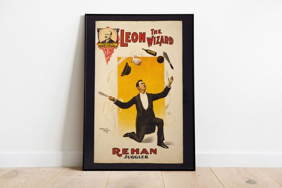 Leon The Wizard Poster Magician Poster Vintage Poster Retro Poster Show Poster Instant Artwork Wall Art