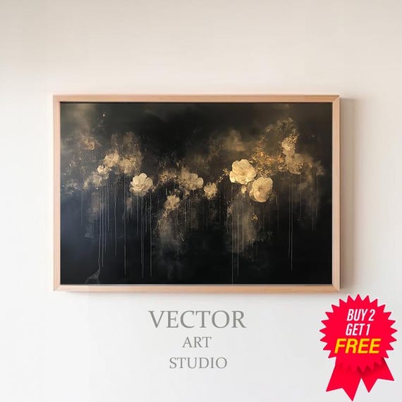 Dark Florals Frame Tv Art Moody Floral Art For Frame Tv Southern Gothic Abstract Florals Black And Beige
