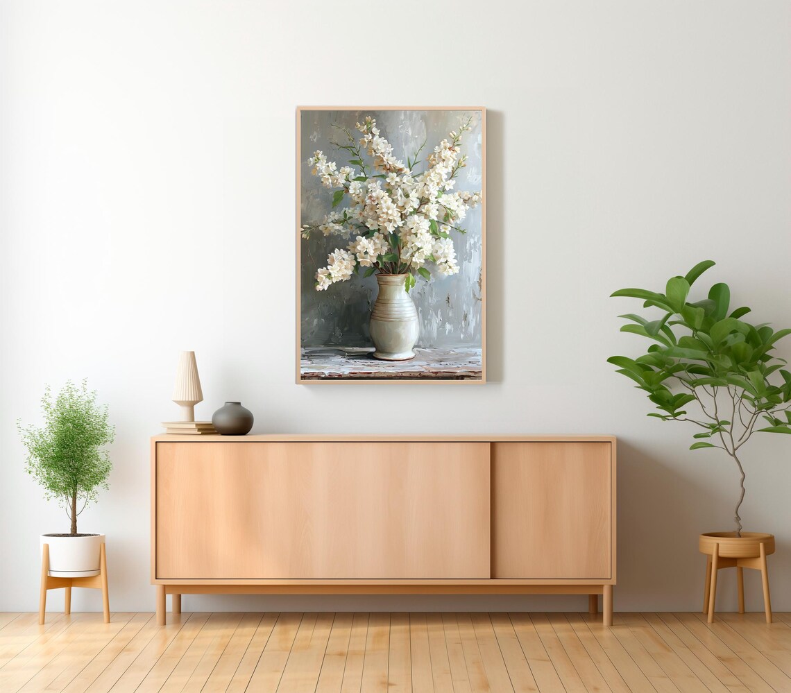 Muted Floral Spring Flowers in Vintage Vase Art Print - Image 2
