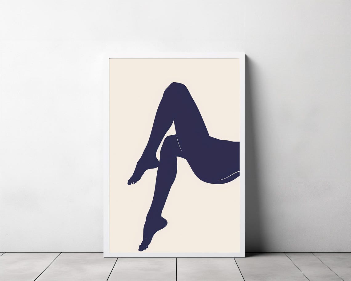 Matisse Style Blue Reclining Legs Minimalist Figure Art Poster - Image 3