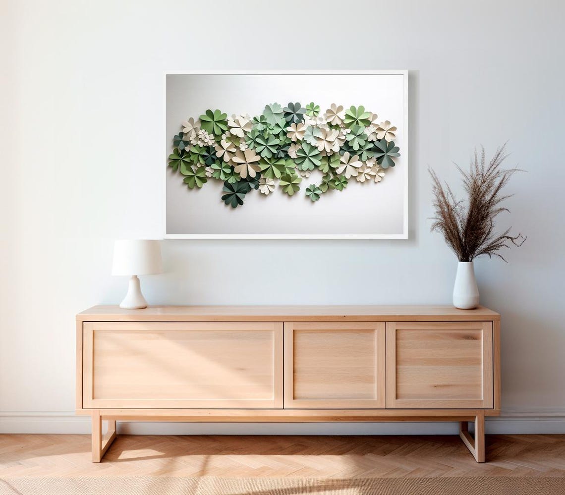 St Patricks Day Frame Tv Art Watercolor Shamrock 3d Frame Tv Art Modern Organic Decor Clover Earth Tone Lg Gallery - Image 2
